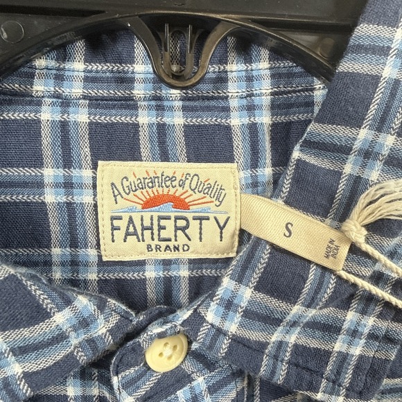 Faherty Tropical Cotton Shirt Mens M Blue Plaid Preppy Organic Cotton Huckberry - Picture 5 of 12